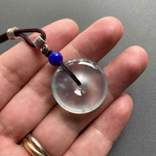 玻璃种雪花棉厚庄飘花翡翠平安扣