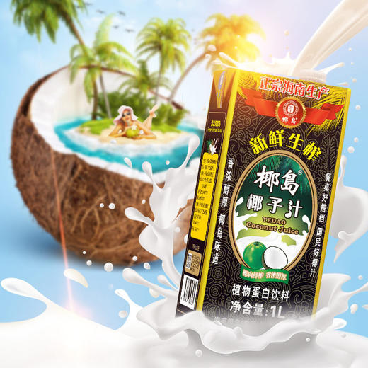 椰岛椰子汁1l 正宗海南生产椰肉鲜榨不含香精色素防腐剂 1l×12