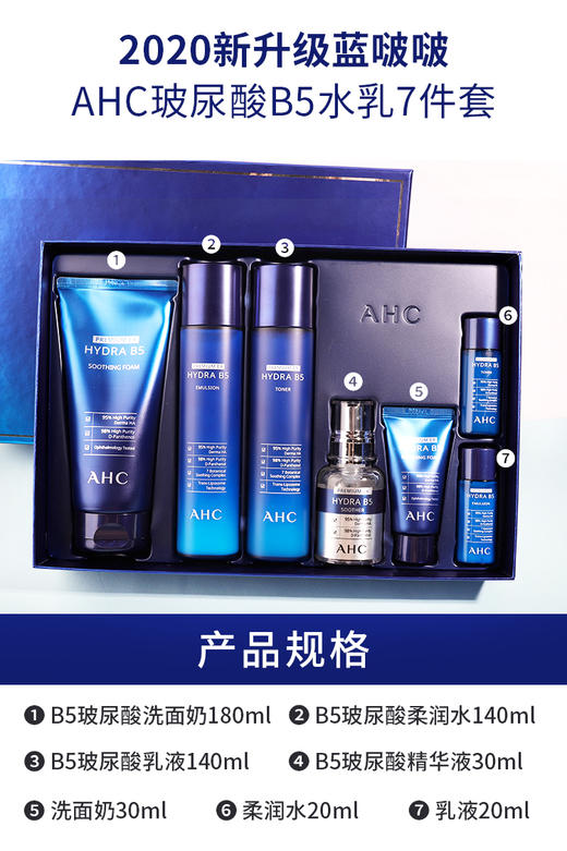 韩国ahc水乳套装正品20周年限量版6件套b5玻尿酸蓝啵啵全套护肤品