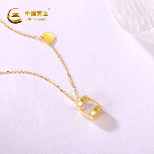 御儿专享中国黄金s925银沙漏项链