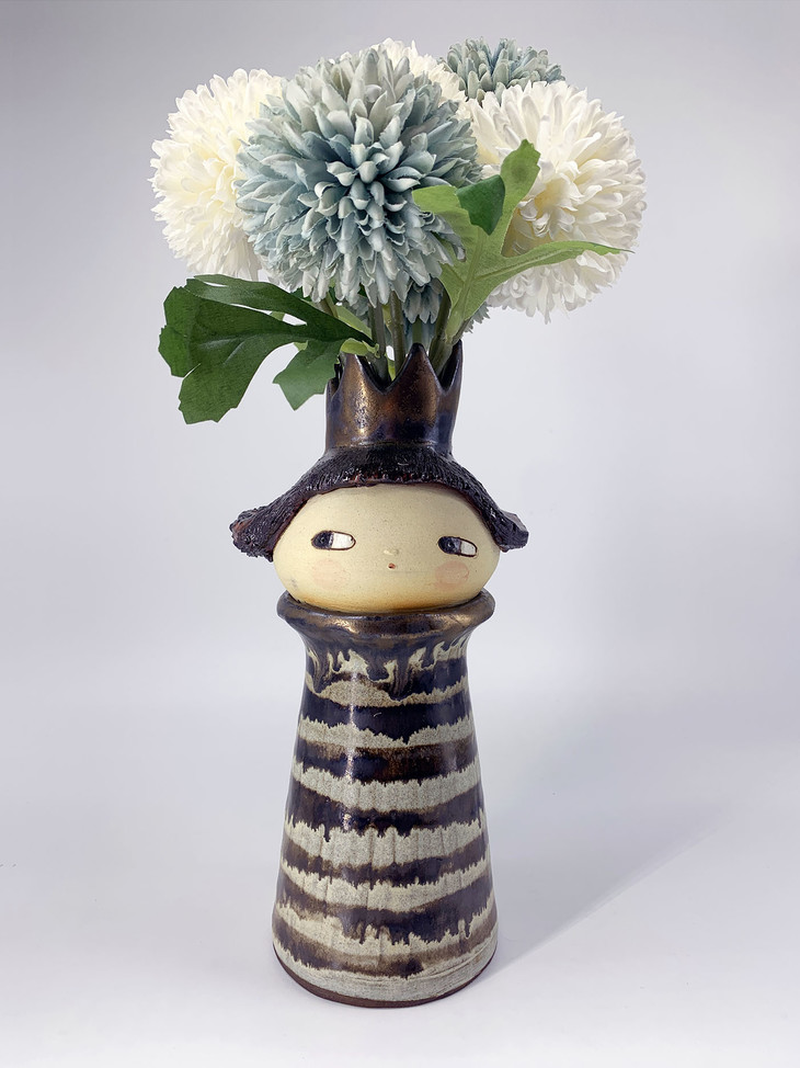 福田手作陶艺作品 娃娃花瓶系列