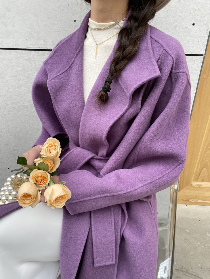 pianai冷小姐pe080201驼色紫色廓形大衣