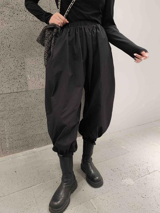 日本missyvsseydarkness黑色抽褶灯笼裤暗黑系列fw20休闲长裤脚踝松紧