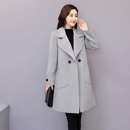 春秋装单排扣显瘦呢子西服冬衣女款 秋冬女装新款 韩版毛呢外衣 大码