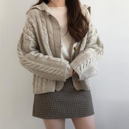 嘉利森女装专场 韩版学院风粗毛线针织开衫毛衣女海军领外套外搭上衣