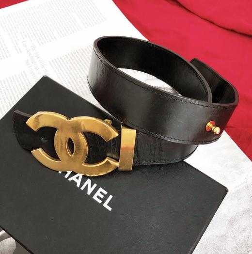 chanel香奈儿黑色大金扣双c皮带