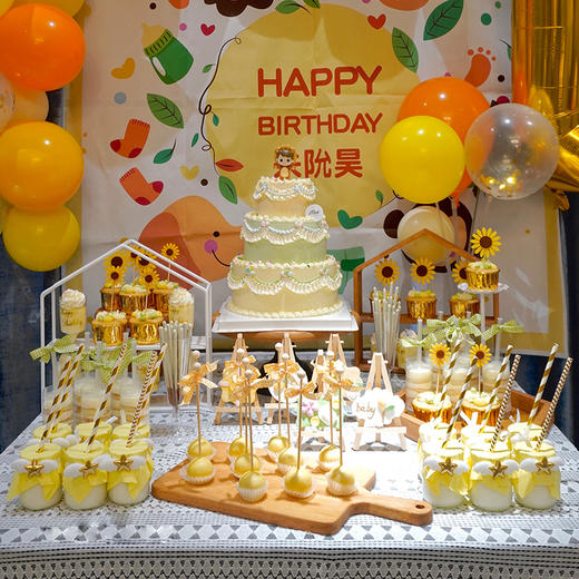 甜品台布置点心甜品甜点蛋糕生日宝宝宴寿宴婚礼派对酒店店铺周年庆