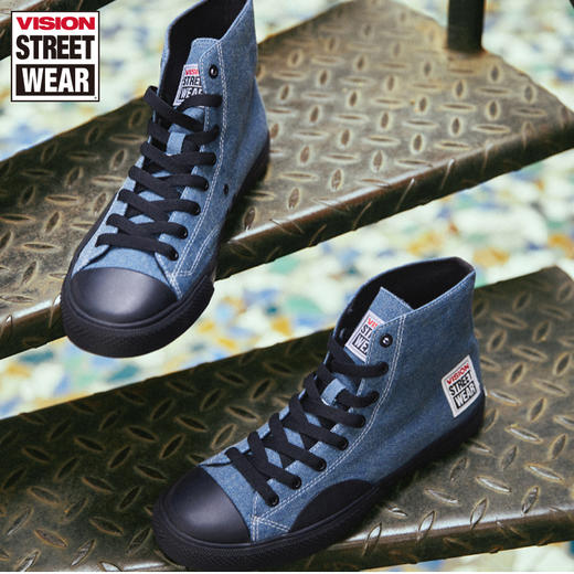 visionstreetwear20滑板帆布鞋高帮牛仔蓝经典款canvashiv202ny0029