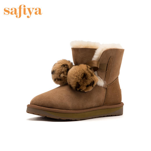 safiya索菲娅经典冬毛球雪地靴女靴防滑厚底保暖靴sf9411a075