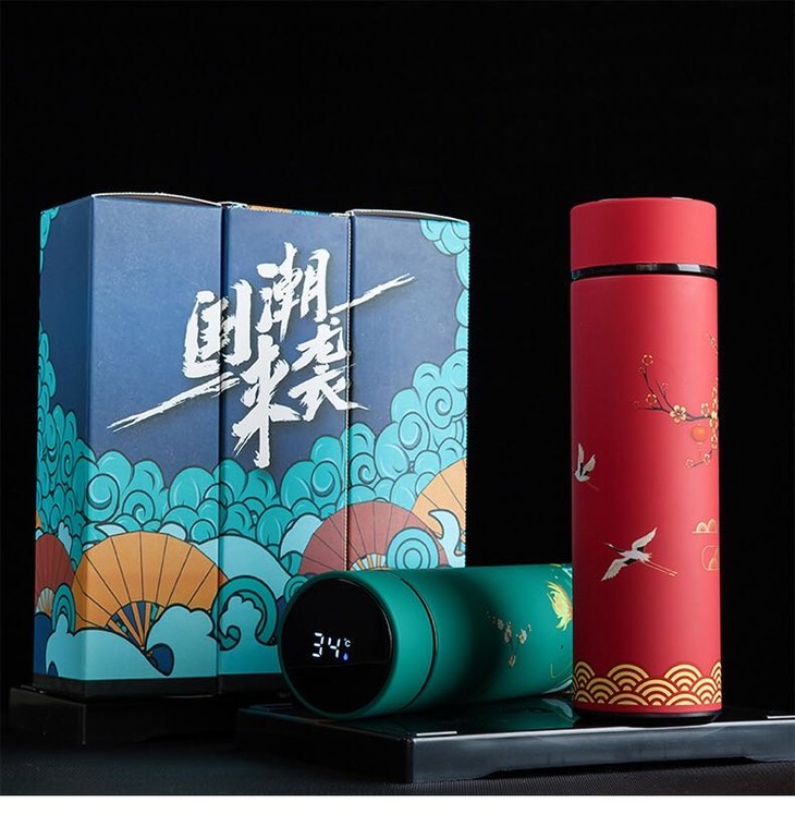 国潮保温杯智能显温中国风保温杯