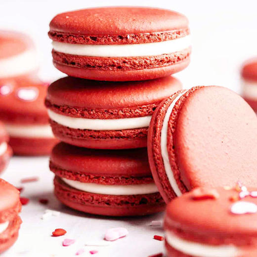 30金箔红丝绒马卡龙 red velvet macaroon with gold foil diy课程
