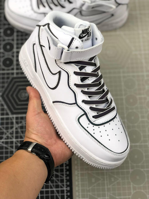 nike air force 1 "07 空军一号中帮全白运动休闲板鞋 二次元 3m反光