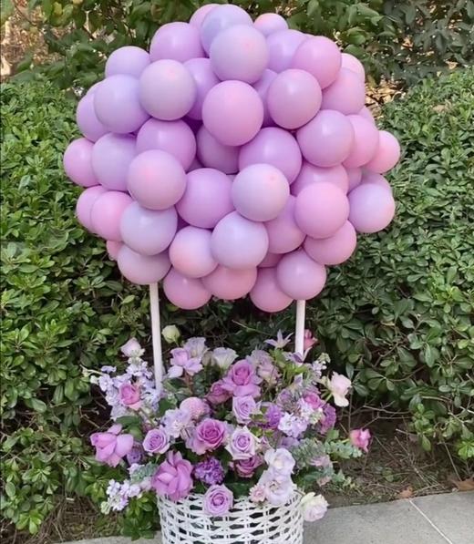 热气球花篮紫色气球80只紫罗兰紫玫瑰尤加利桔梗4003
