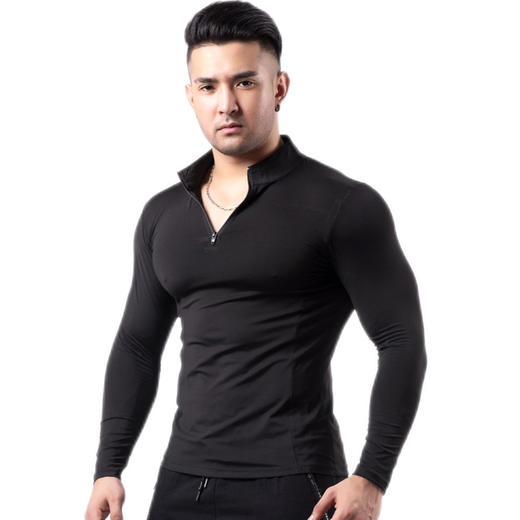 欧美健身服男士加绒保暖高领紧身衣暴汗跑步速干运动服冬肌肉兄弟