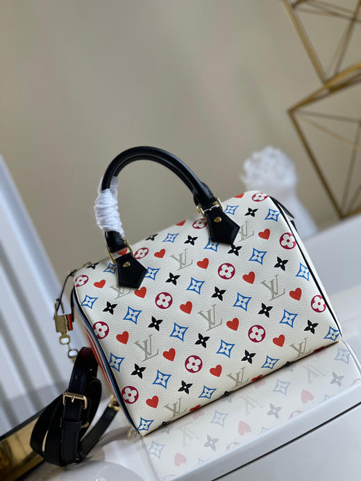 奢侈品【lv】m57466白色枕头包,钢五金,扑克speedy25