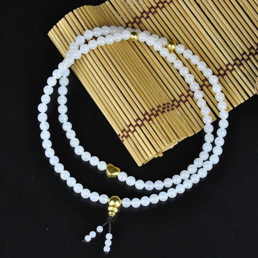 玉玲珑 手链珠串白玉珠3d金珠 - 玉玲珑珠宝商城