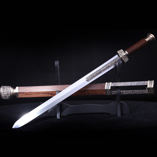 龙泉刀剑 花梨木倚天剑-倚天不出谁与争锋未开刃