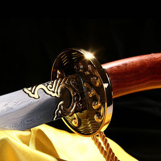 蒋氏 龙泉刀剑 红檀木清刀-热销精品花纹钢清刀未开刃 商品图0