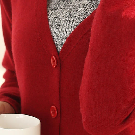 V领长款开衫 羊毛衫女针织衫外套2014新款秋冬毛衣长袖空调衫外搭 商品图3