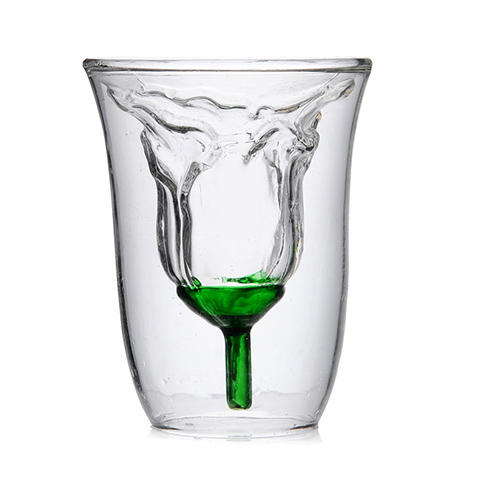 双层高硼硅耐热造型玻璃杯 耐热杯 高温杯 微波炉杯 漂亮透明水杯