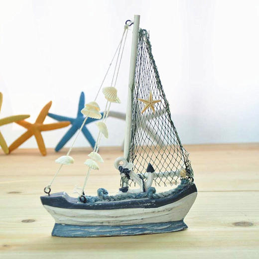 【为思礼 地中海】zakka 实木帆船（小） 做旧系 创意家居装饰摆件 商品图2