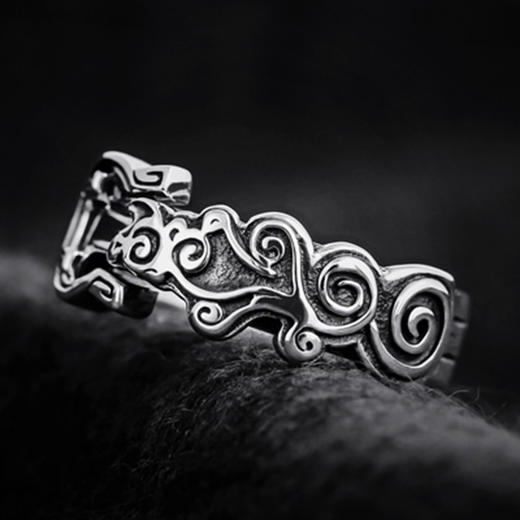 【为思礼 秦时明月】墨眉无锋 凤舞 龙吟 渊虹 鲨齿银戒指系列  精品收藏礼物 商品图2