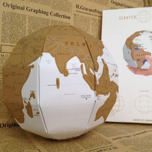 【为思礼 Luckies】DIY 世界地图地球仪组立式 第二代创意刮刮地图 国际游 商品图1