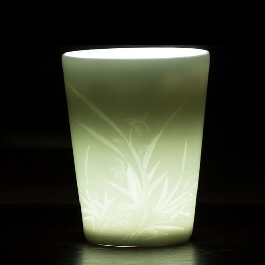 【为思礼】梅兰竹菊 茶杯 青白瓷浅浮雕  手工雕刻单杯装 商品图1