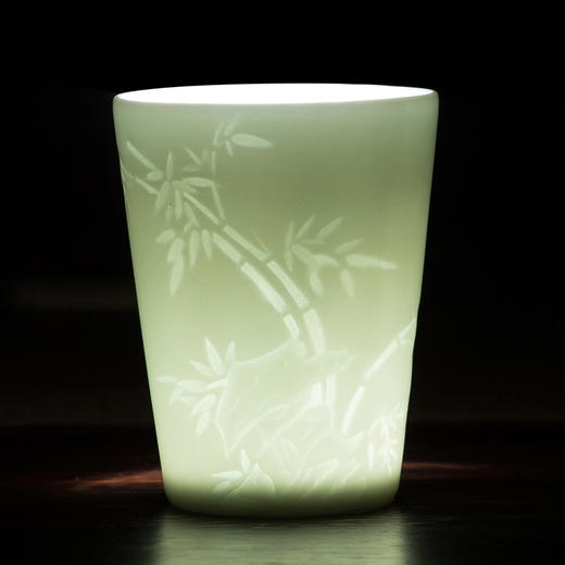 【为思礼】梅兰竹菊 茶杯 青白瓷浅浮雕  手工雕刻单杯装 商品图4