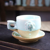 【为思礼】花茶杯 杯口捏花影青流釉咖啡杯 创意陶瓷礼品杯 商品缩略图0