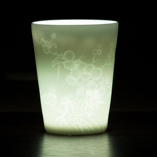 【为思礼】梅兰竹菊 茶杯 青白瓷浅浮雕  手工雕刻单杯装 商品图2