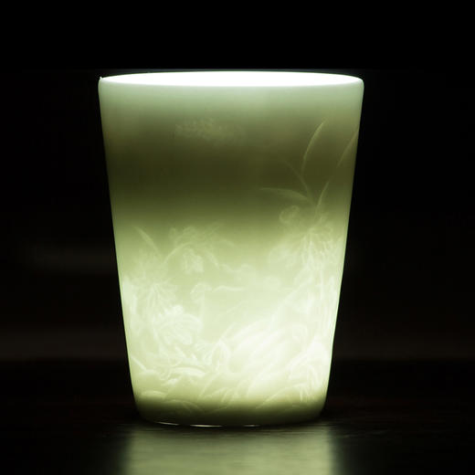【为思礼】梅兰竹菊 茶杯 青白瓷浅浮雕  手工雕刻单杯装 商品图3