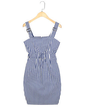 2014春夏新款韩国范条纹印花吊带修身韩版原宿风连衣裙女1307C