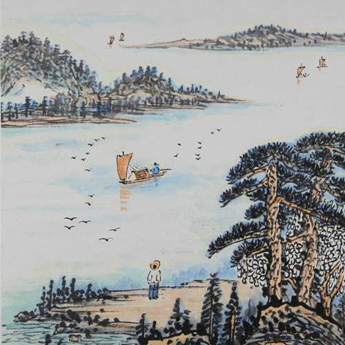 （永久下架）盛传耕 精品国画 独立见江帆 商品图0