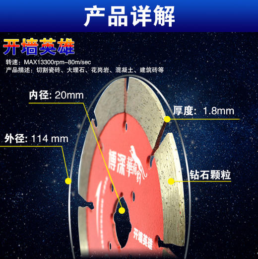 博深 锯片 全系列瓷砖开墙石材玻化砖干切锯片 商品图5