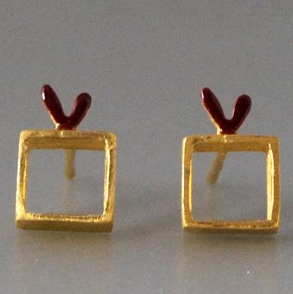 北京仓｜Kiss the Frog-颈指间的童话-爱的时间窗 耳钉 （微瑕）［希腊设计师 ］ 商品图1