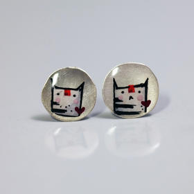 Kiss the Frog－猫咪画像 耳钉［希腊设计师］