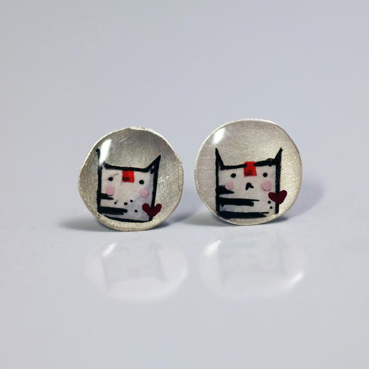 Kiss the Frog－猫咪画像 耳钉［希腊设计师］ 商品图0