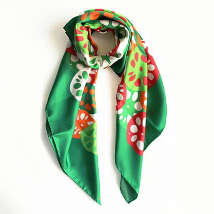 莲花印象  桑蚕丝斜纹绸丝巾