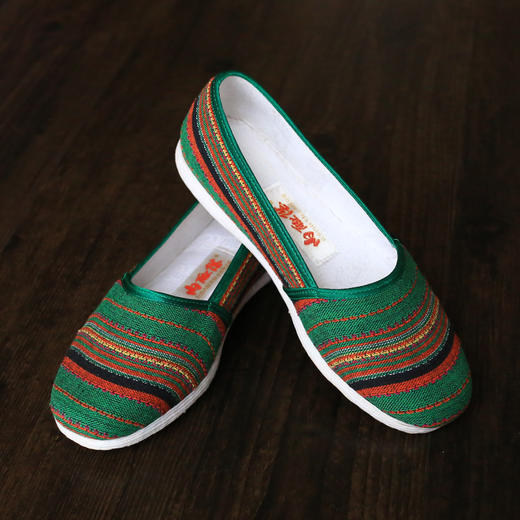 内联升布鞋女老字号北京布鞋千层底加密民族风方口条纹8277a