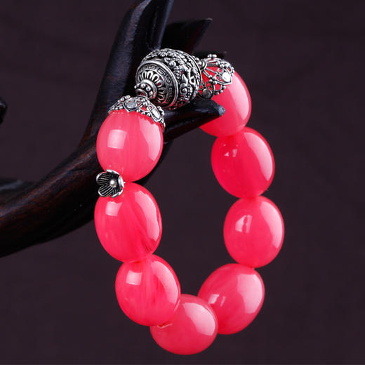 中东贵族蜜蜡粉红雪山大颗粒桶珠佛珠手串手链