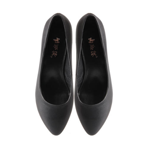 内联升女鞋单鞋羊皮宽跟职业鞋4656C 商品图1