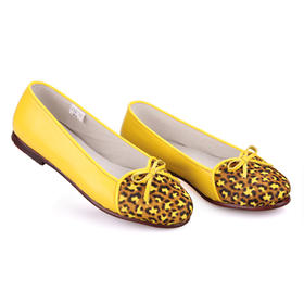 内联升女鞋手工单鞋镶芯皮底鲜艳跳跃柠檬蝴蝶结浅口布鞋7211A