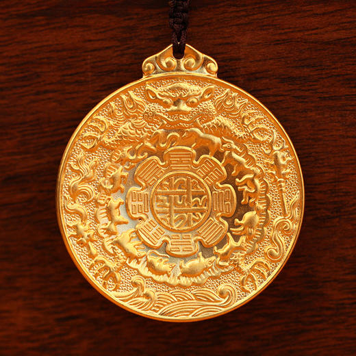 藏式铜镀金九宫八卦牌纯铜镀金挂件依据古法原创 商品图2