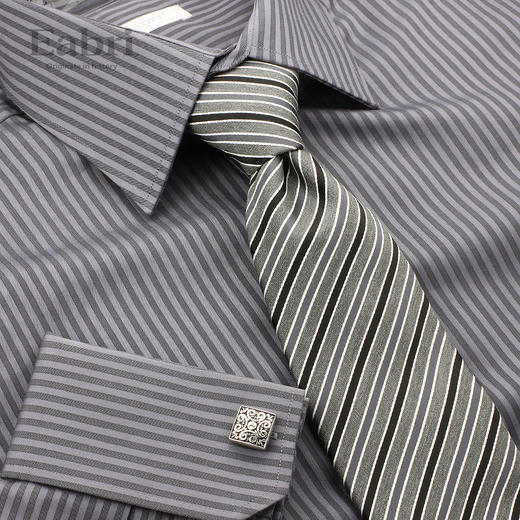 测试--仕族Eabri2015男商务正装长袖法式衬衫 纯棉修身衬衣条纹 商品图0