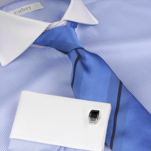 男士异色领一字领蓝白条法式衬衫 礼服衬衫 商品图2
