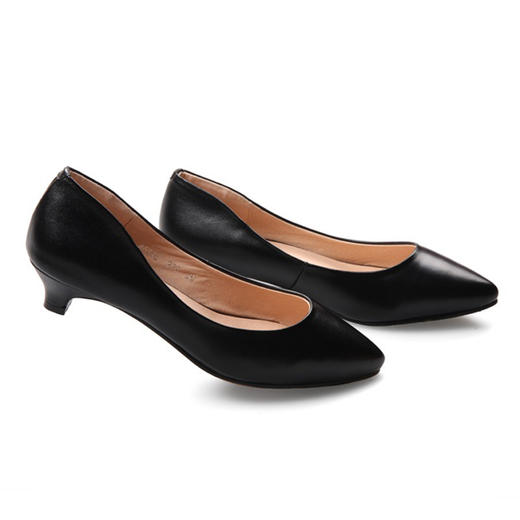 内联升女鞋单鞋春夏季时尚女式尖头羊皮低跟职业鞋4657C 商品图3