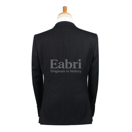 Eabri男士精选100%纯羊毛双排扣戗驳领条纹正装西服 商品图1