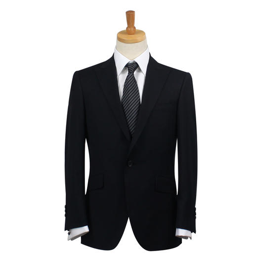 高唯系列全羊毛黑色平纹戗驳领单排一粒扣小礼服 商品图2