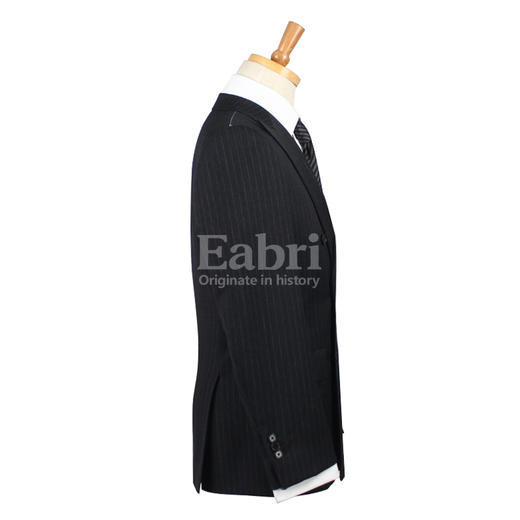 Eabri男士精选100%纯羊毛双排扣戗驳领条纹正装西服 商品图2